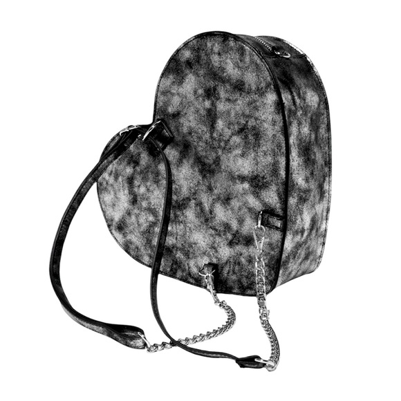 Silver-Tone & Black Heart Mini Backpack & Crossbody Bag - NWT - Picture 2 of 2